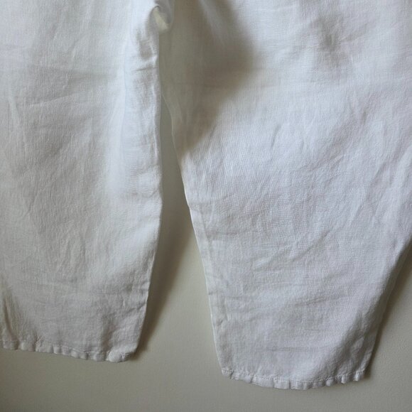 EUC LIKE NEW J JILL LOVE LINEN WHITE 100% LINEN MINIMALIST CROP WIDE LEG PANTS S - Picture 7 of 16